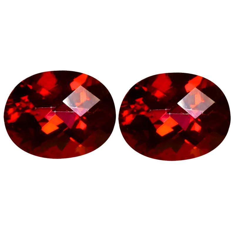6.08 ct (2pcs) MATCHING PAIR Wonderful Oval Cut (10 x 8 mm) Pinkish Red Crimson Red Topaz Genuine Stone