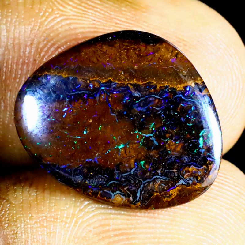 7.48 ct Magnificent fire Fancy Shape (18 x 14 mm) Multi Color Australian Koroit Boulder Opal Natural Loose Gemstone