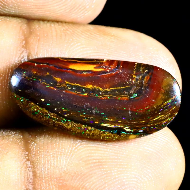 13.18 ct Great looking Fancy Shape (25 x 12 mm) Multi Color Australian Koroit Boulder Opal Natural Loose Gemstone