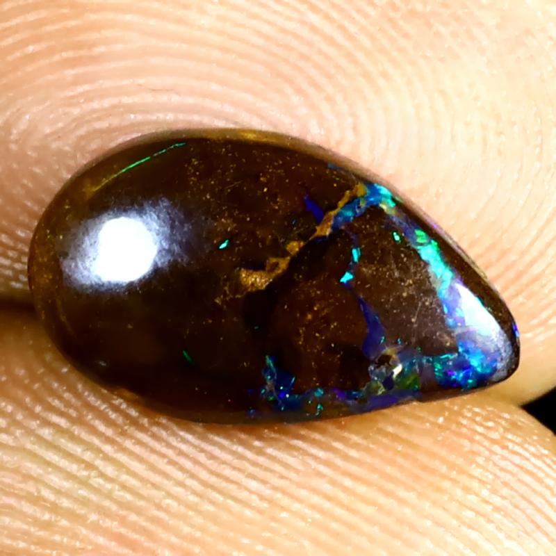 2.77 ct Eye-opening Fancy Shape (12 x 7 mm) Multi Color Australian Koroit Boulder Opal Natural Loose Gemstone
