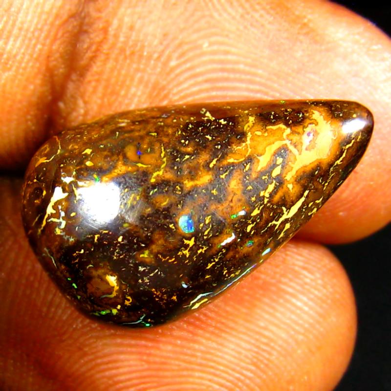 12.24 ct Incomparable Fancy Shape (21 x 13 mm) Multi Color Australian Koroit Boulder Opal Natural Loose Gemstone