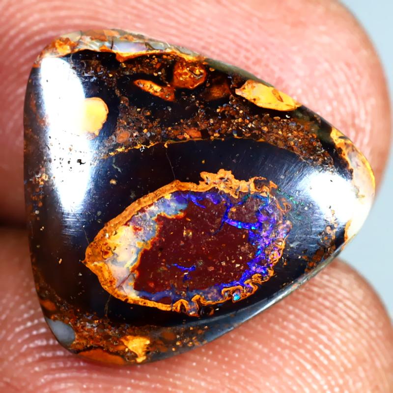 10.13 ct Great looking Fancy Shape (16 x 15 mm) Multi Color Australian Koroit Boulder Opal Natural Loose Gemstone