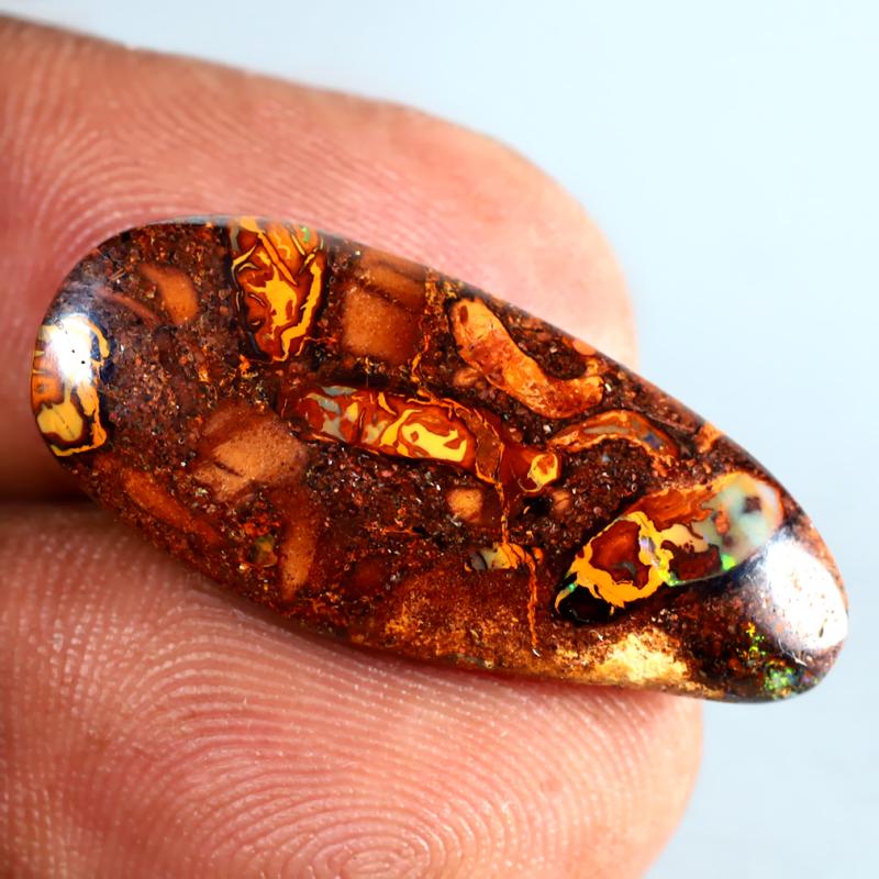 10.68 ct Good-looking Fancy Shape (27 x 12 mm) Multi Color Australian Koroit Boulder Opal Natural Loose Gemstone