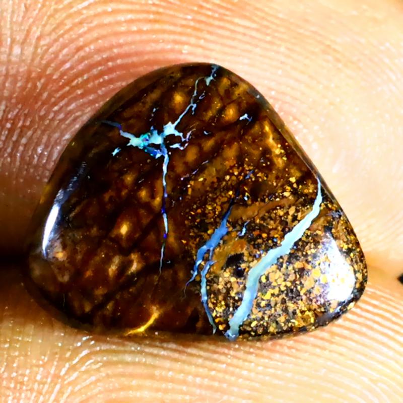 4.86 ct Remarkable Fancy Shape (13 x 12 mm) Multi Color Australian Koroit Boulder Opal Natural Loose Gemstone