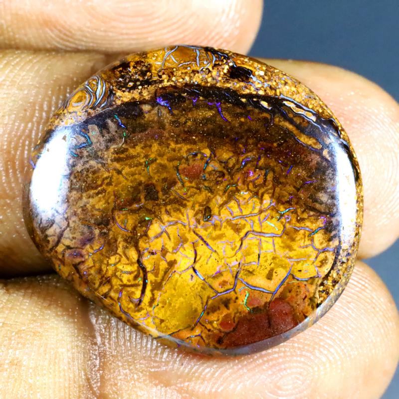 24.49 ct Eye-opening Fancy Shape (25 x 22 mm) Multi Color Australian Koroit Boulder Opal Natural Loose Gemstone