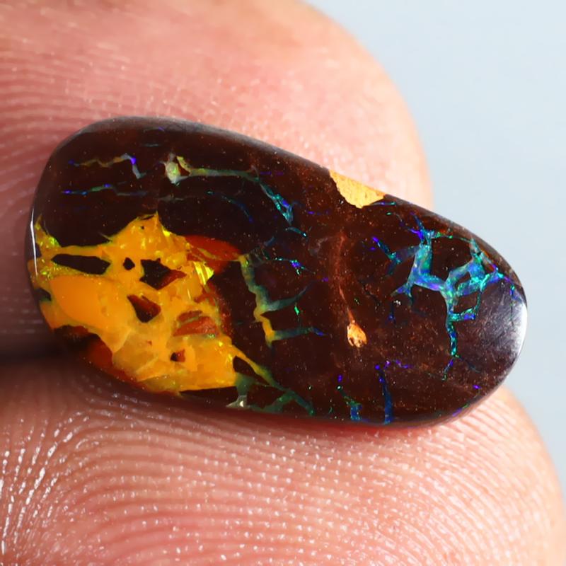 4.09 ct Significant Fancy Shape (17 x 9 mm) Multi Color Australian Koroit Boulder Opal Natural Loose Gemstone