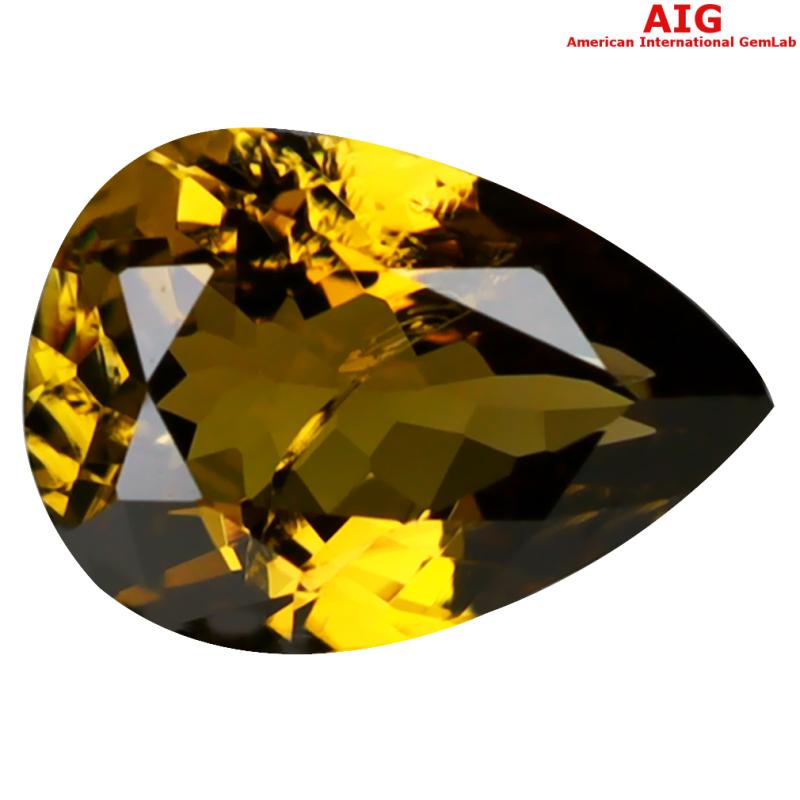 1.68 ct AIG Certified Eye-opening Pear Shape (10 x 7 mm) Brownish Yellow Tanzanite Natural Gemstone