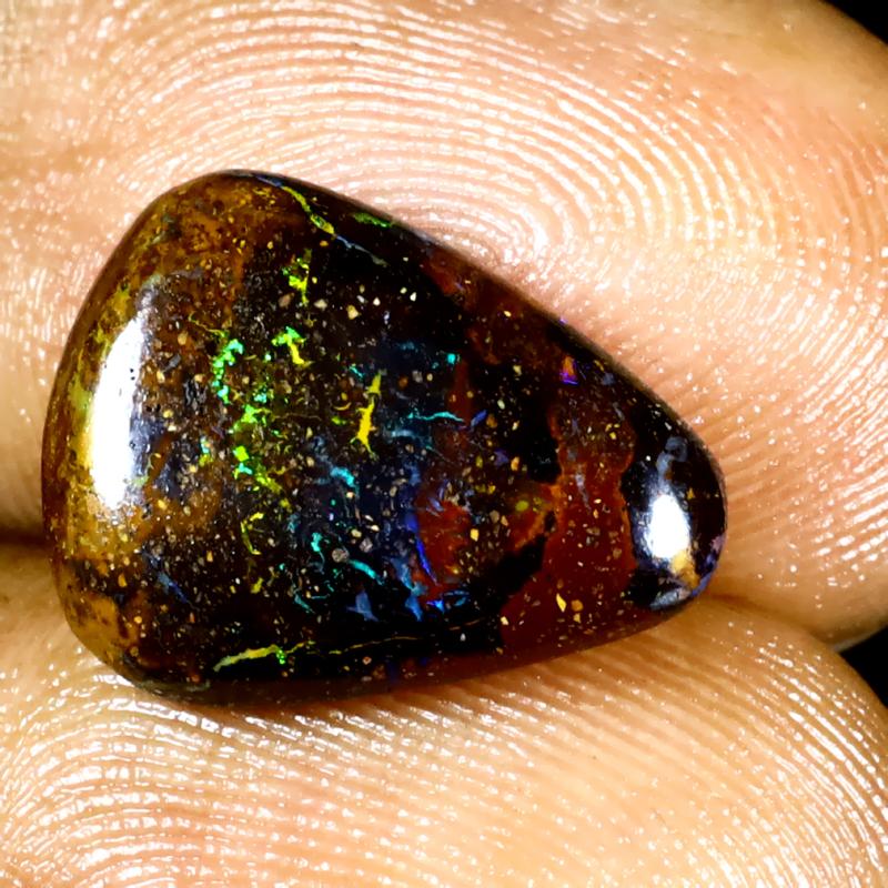 5.35 ct Fantastic Fancy Shape (14 x 11 mm) Multi Color Australian Koroit Boulder Opal Natural Loose Gemstone
