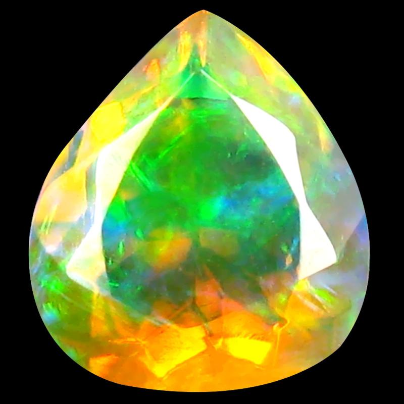 1.40 ct Attractive Pear (9 x 8 mm) Un-Heated Ethiopia Rainbow Opal Loose Gemstone