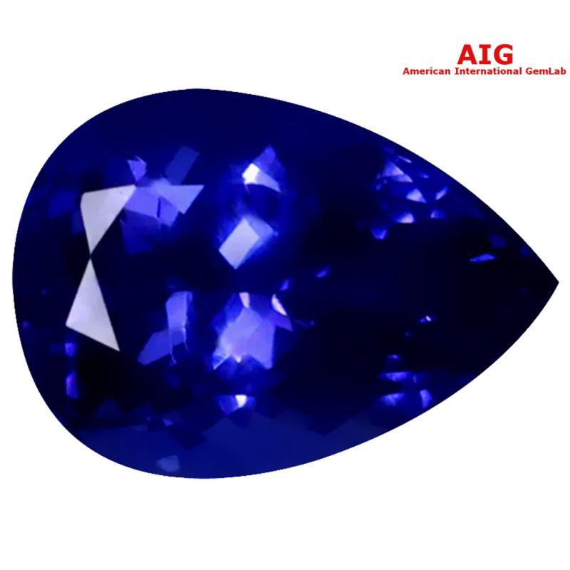 2.71 ct AIG Certified AAAA Grade Fair Pear Cut (10 x 7 mm) D'Block Tanzanite Gemstone