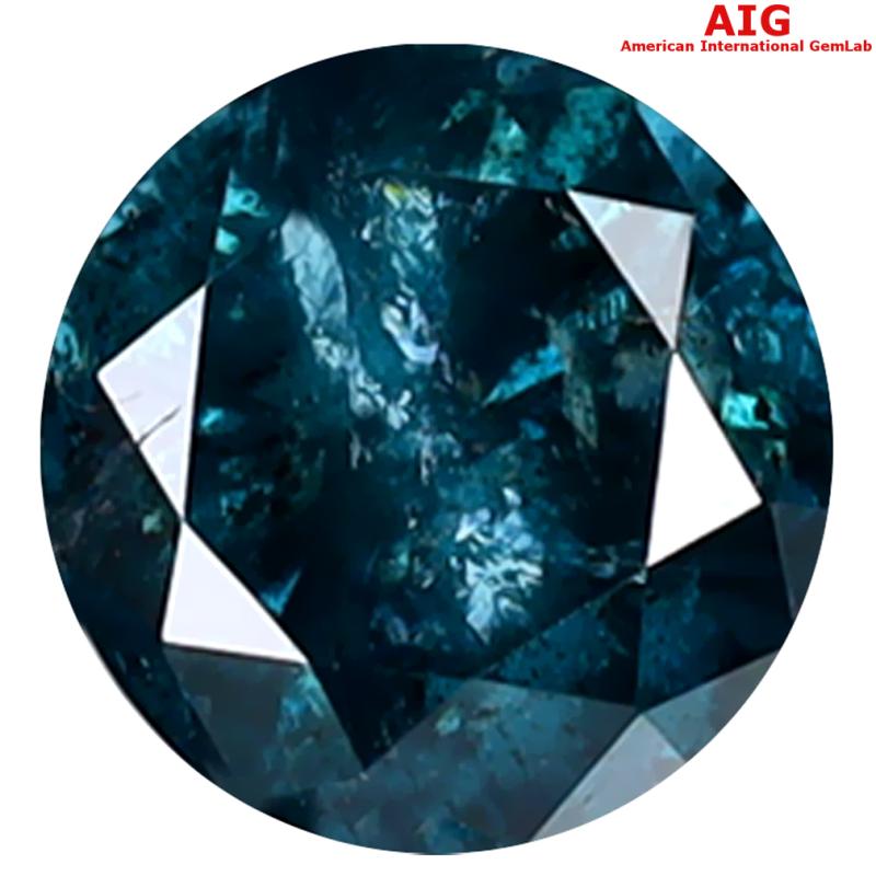 0.97 ct AIG CERTIFIED SPECTACULAR ROUND SHAPE (6 X 6 MM) GENUINE GREENISH BLUE DIAMOND LOOSE STONE
