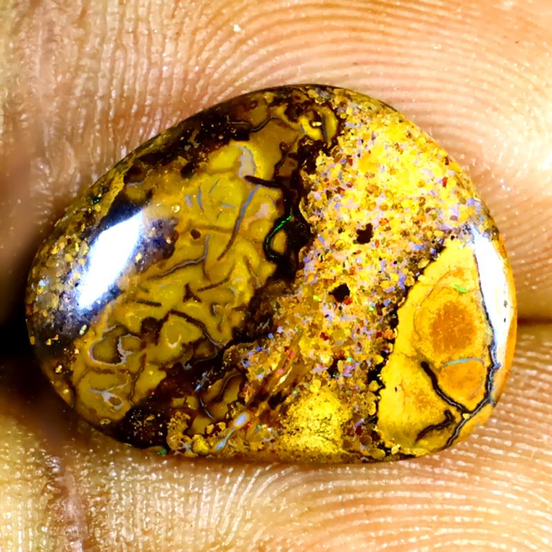 6.14 ct Fabulous Fancy Shape (17 x 13 mm) Multi Color Australian Koroit Boulder Opal Natural Loose Gemstone