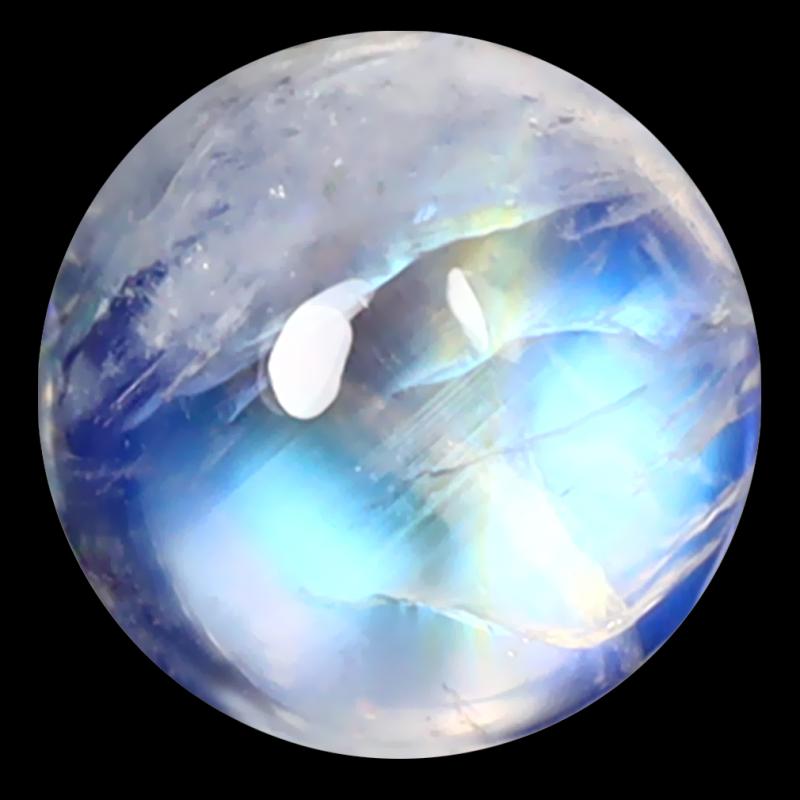 1.55 ct AAA Pleasant Round Cabochon Shape (7 x 7 mm) Rainbow Blue Moonstone Natural Gemstone