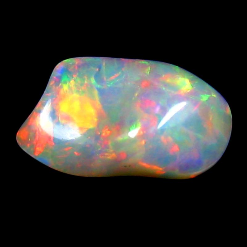 3.38 ct Fair Fancy Cut (15 x 9 mm) Ethiopia Play of Colors Rainbow Opal Natural Gemstone