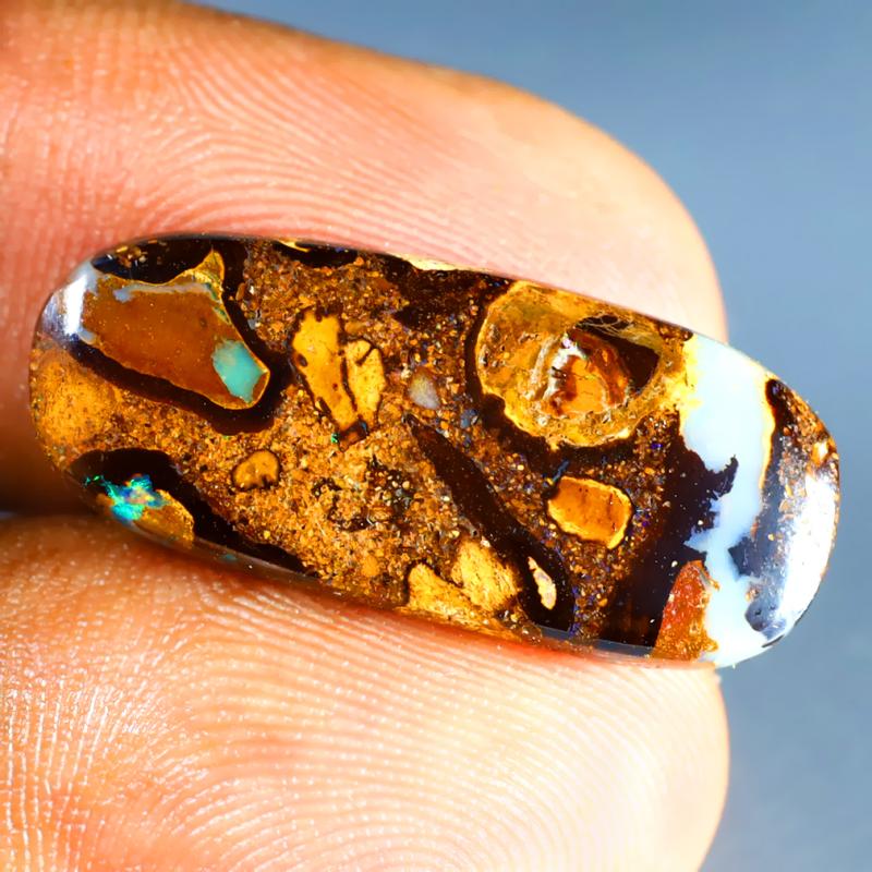 7.73 ct Dazzling Fancy Cabochon Shape (25 x 11 mm) Multi Color Australian Koroit Boulder Opal Natural Loose Gemstone