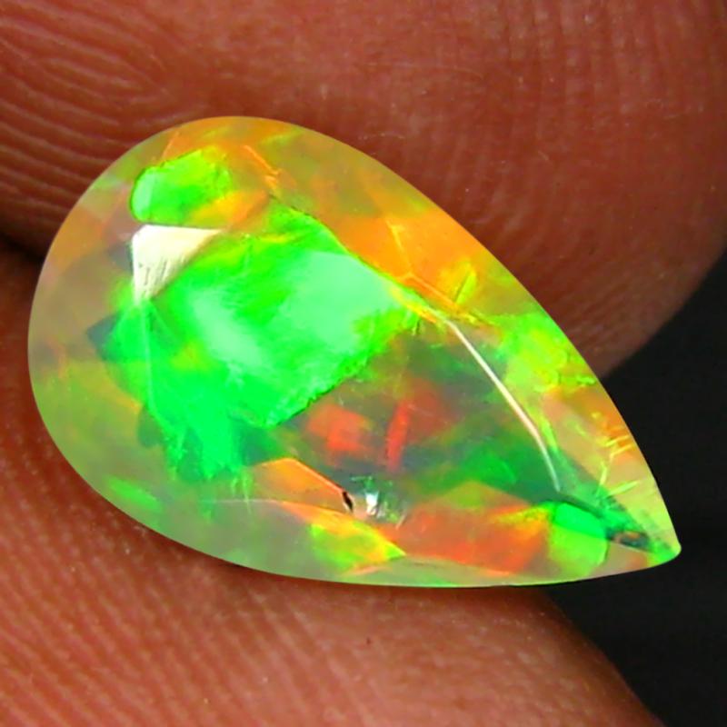1.41 ct Tremendous Pear (12 x 7 mm) Un-Heated Ethiopia Rainbow Opal Loose Gemstone