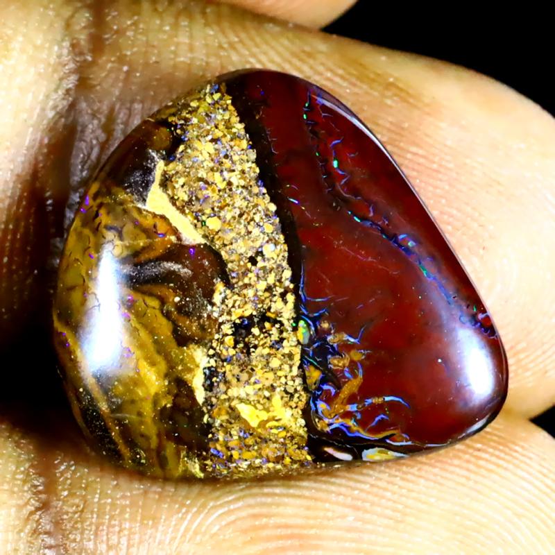 10.22 ct Magnificent Fancy Shape (19 x 17 mm) Multi Color Australian Koroit Boulder Opal Natural Loose Gemstone