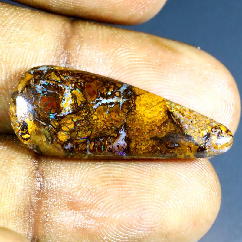 9.61 ct Charming Fancy Shape (29 x 12 mm) Multi Color Australian Koroit Boulder Opal Natural Loose Gemstone