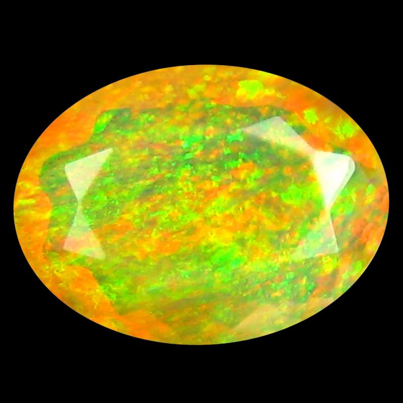 1.23 ct Terrific Oval (10 x 7 mm) Un-Heated Ethiopia Rainbow Opal Loose Gemstone