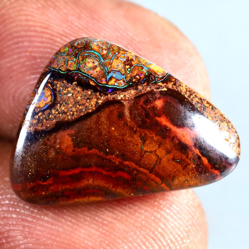 11.23 ct Flashing Fancy Shape (20 x 14 mm) Multi Color Australian Koroit Boulder Opal Natural Loose Gemstone