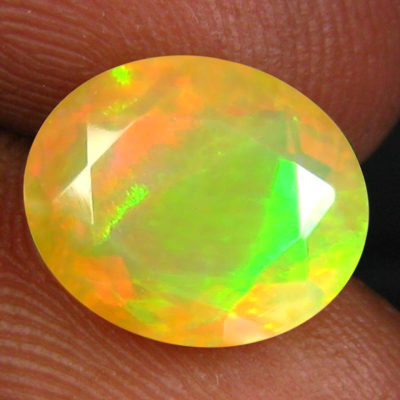 2.40 ct Extraordinary Oval (10 x 9 mm) Un-Heated Ethiopia Rainbow Opal Loose Gemstone