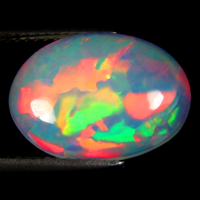 3.65 ct World class Oval Cabochon (16 x 12 mm) Ethiopian 360 Degree Flashing Rainbow Opal Natural Gemstone