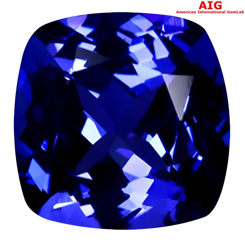 1.79 ct AIG CERTIFIED AAAA GRADE MAGNIFICENT FIRE CUSHION CUT (7 X 7 MM) D'BLOCK TANZANITE GEMSTONE