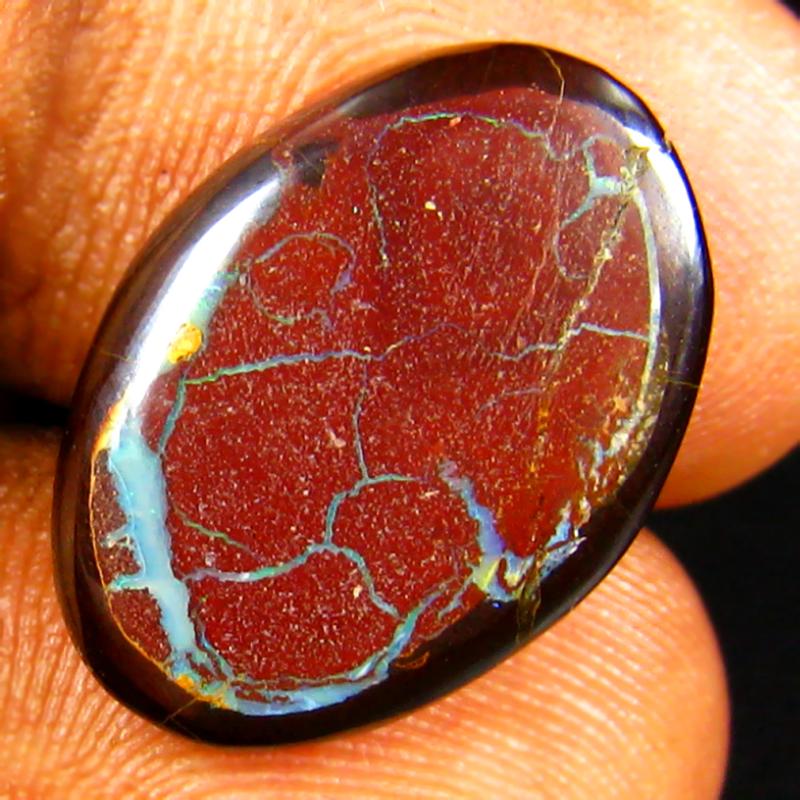 7.55 ct Spectacular Fancy Shape (19 x 14 mm) Multi Color Australian Koroit Boulder Opal Natural Loose Gemstone