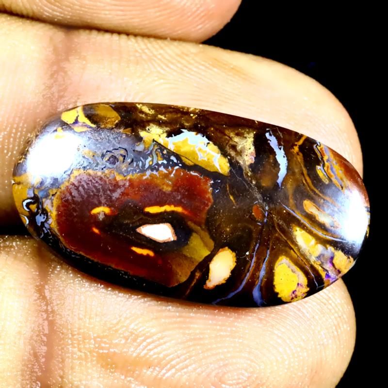 18.37 ct Topnotch Fancy Shape (27 x 14 mm) Multi Color Australian Koroit Boulder Opal Natural Loose Gemstone