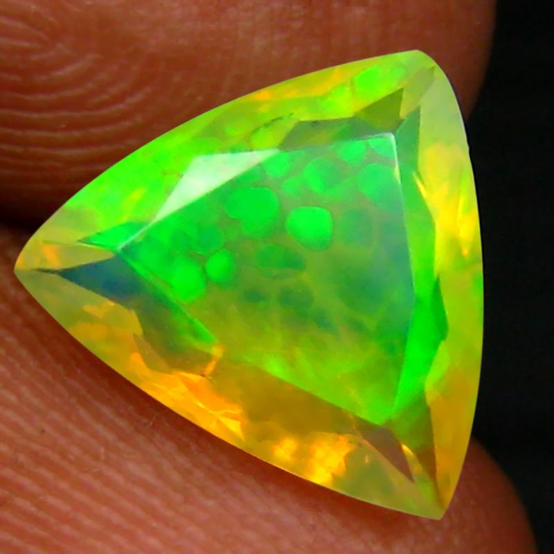 1.60 ct First-class Triangle (10 x 9 mm) Un-Heated Ethiopia Rainbow Opal Loose Gemstone