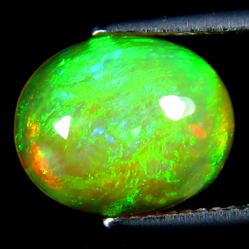 3.67 ct Supreme Oval Cabochon Cut (13 x 10 mm) Ethiopia Play of Colors Rainbow Opal Natural Gemstone