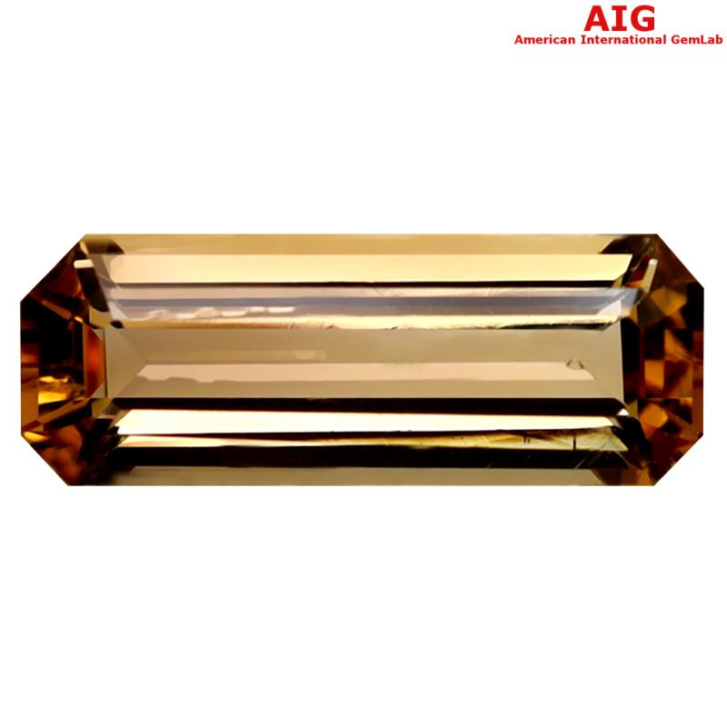 1.88 ct AIG Certified Lovely Octagon Cut (12 x 4 mm) Unheated / Untreated Orange Yellow Imperial Topaz Loose Stone