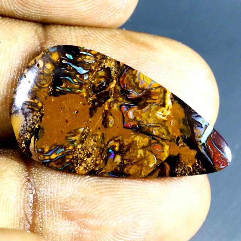 11.30 ct Elegant Fancy Shape (29 x 16 mm) Multi Color Australian Koroit Boulder Opal Natural Loose Gemstone