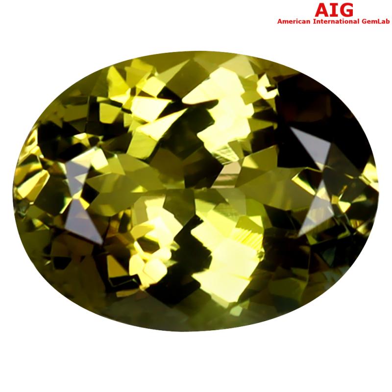 2.43 ct AIG Certified Flashing Oval Shape (10 x 8 mm) Greenish Yellow Tanzanite Natural Gemstone