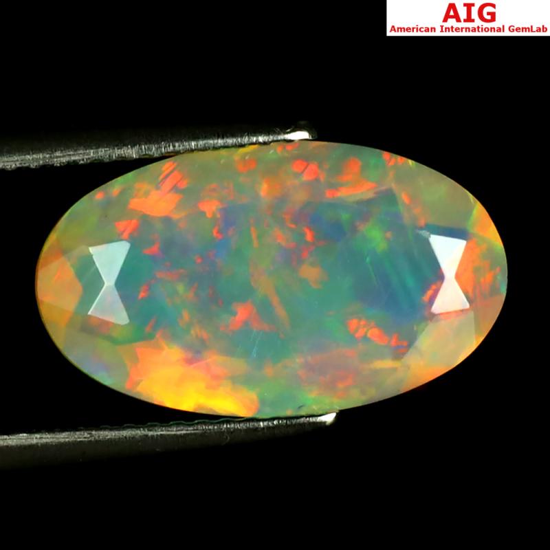 3.70 ct AIG Certified Topnotch Oval Shape (16 x 10 mm) Natural Rainbow Opal Loose Gemstone