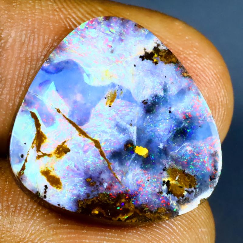 13.10 ct Eye-opening Fancy Shape (19 x 18 mm) Multi Color Australian Koroit Boulder Opal Natural Loose Gemstone