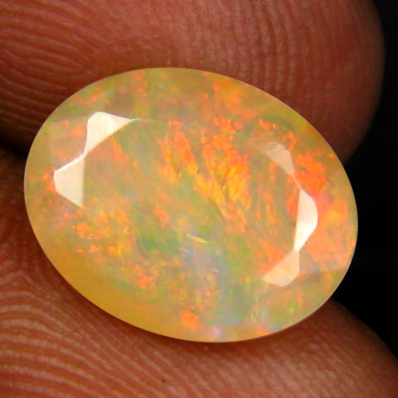 2.37 ct Romantic Oval (11 x 9 mm) Un-Heated Ethiopia Rainbow Opal Loose Gemstone