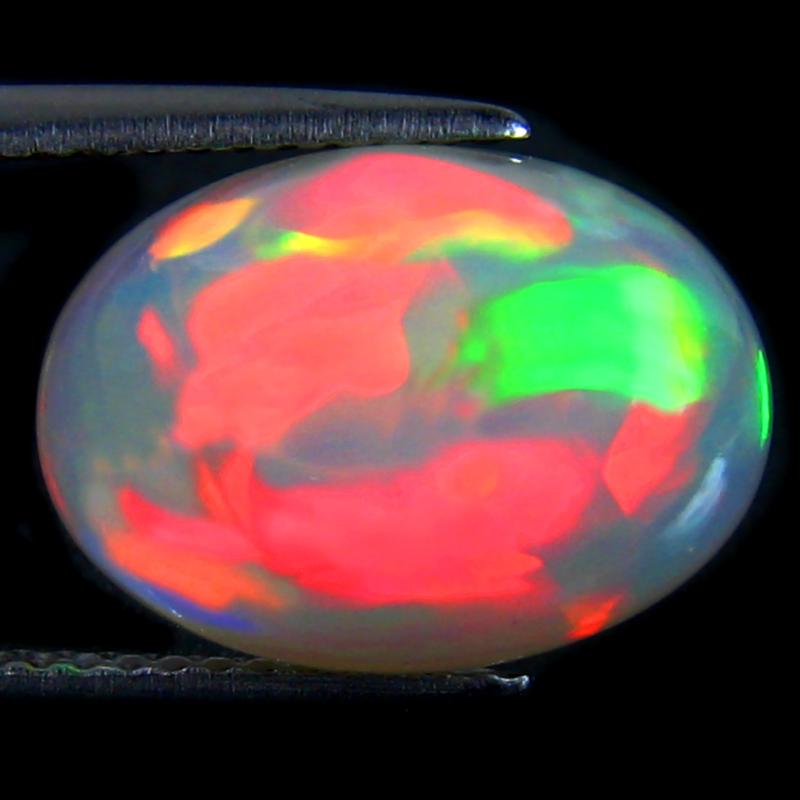 4.98 ct Excellent Oval Cabochon (14 x 10 mm) Ethiopian 360 Degree Flashing Rainbow Opal Natural Gemstone