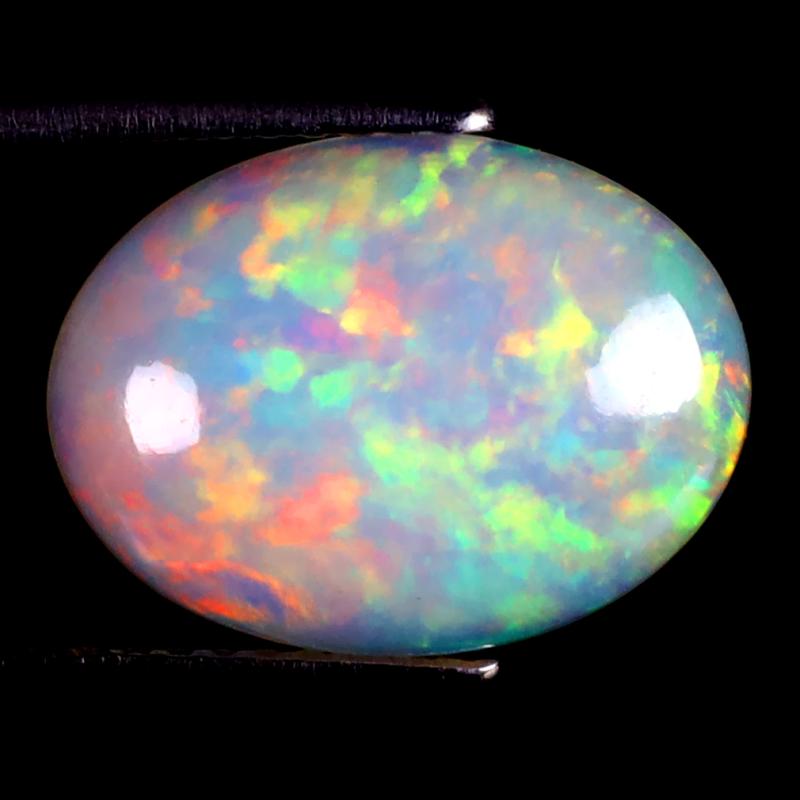 2.88 ct Beautiful Oval Cabochon (13 x 10 mm) Ethiopian 360 Degree Flashing Rainbow Opal Natural Gemstone