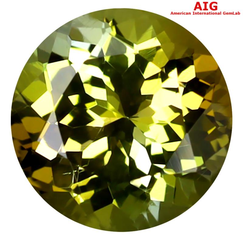 1.80 ct AIG Certified Resplendent Round Shape (8 x 8 mm) Greenish Yellow Tanzanite Natural Gemstone