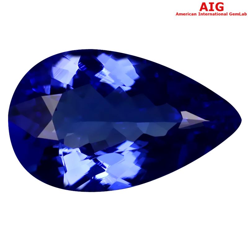 3.02 ct AIG CERTIFIED AAAA+ GRADE MIND-BOGGLING PEAR CUT (13 X 8 MM) D'BLOCK TANZANITE GEMSTONE