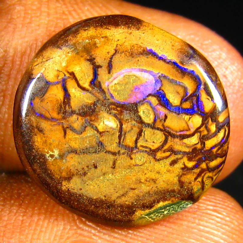 7.13 ct Super-Excellent Fancy Shape (17 x 15 mm) Multi Color Australian Koroit Boulder Opal Natural Loose Gemstone