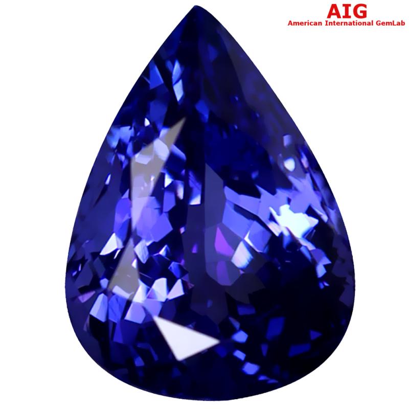 3.47 ct AIG CERTIFIED AAAA+ GRADE ELEGANT PEAR CUT (11 X 8 MM) D'BLOCK TANZANITE GEMSTONE