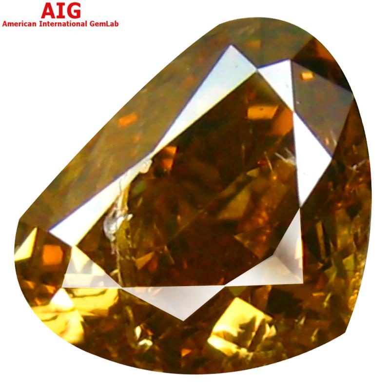 1.00 ct AIG Certified Marvelous Pear Cut (6 x 5 mm) Unheated / Untreated Fancy Brownish Orange Diamond Loose Stone