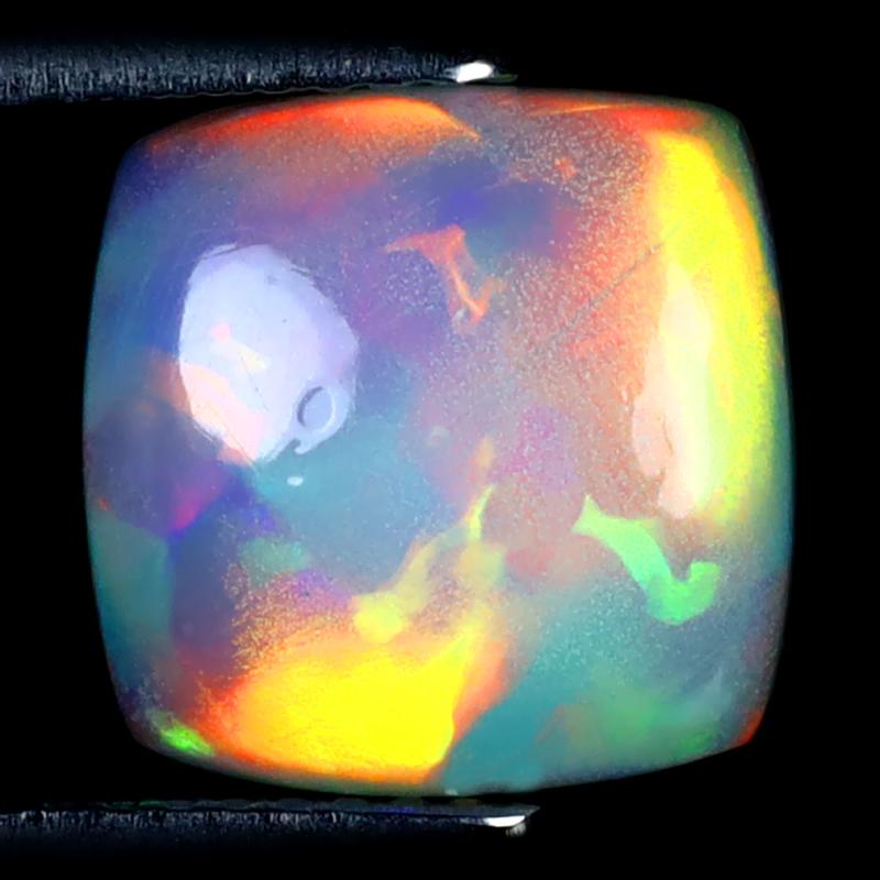 2.11 ct Super-Excellent Cushion Cabochon (11 x 11 mm) Ethiopian 360 Degree Flashing Rainbow Opal Natural Gemstone