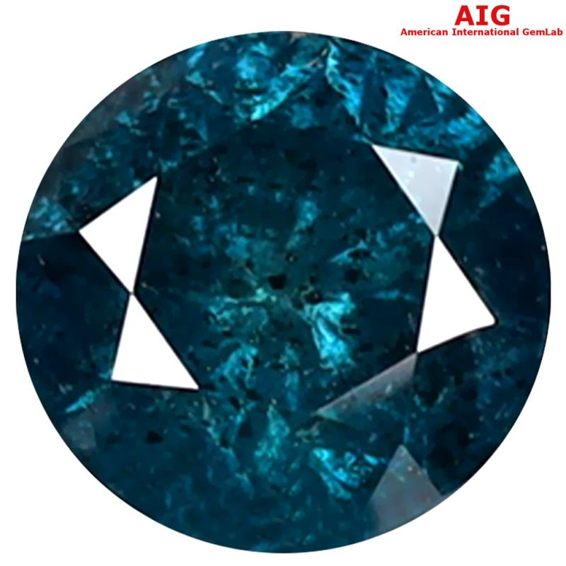 0.92 ct AIG CERTIFIED GORGEOUS ROUND SHAPE (6 X 6 MM) GENUINE GREENISH BLUE DIAMOND LOOSE STONE