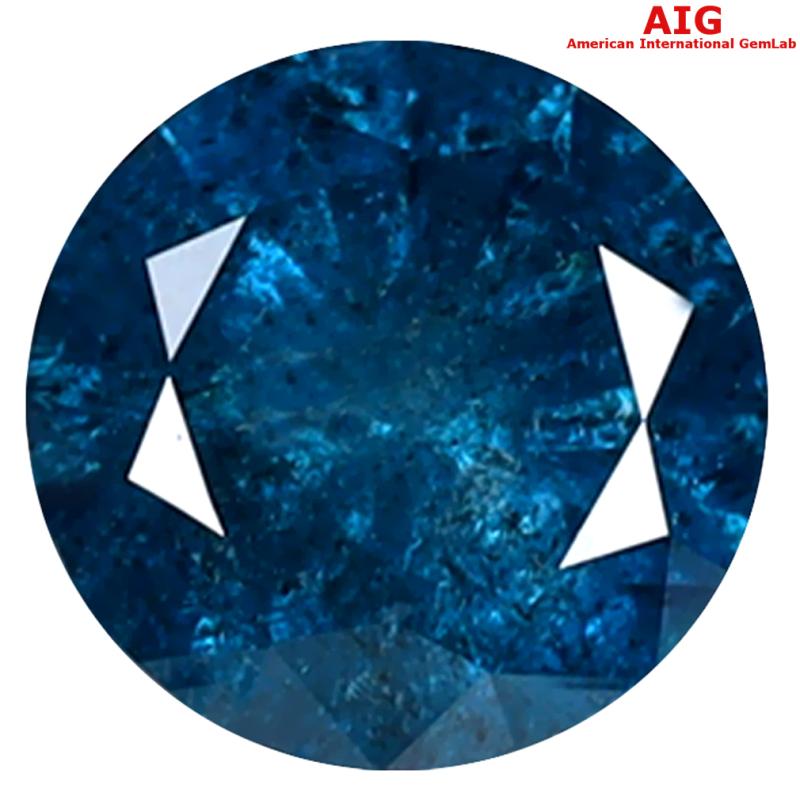 1.03 ct AIG CERTIFIED PLEASANT ROUND SHAPE (7 X 7 MM) GENUINE VIVID BLUE DIAMOND LOOSE STONE