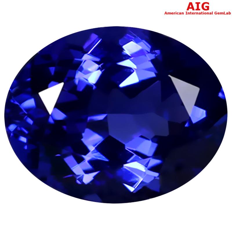 1.79 ct AIG CERTIFIED AAAA GRADE DAZZLING OVAL CUT (9 X 7 MM) D'BLOCK TANZANITE GEMSTONE