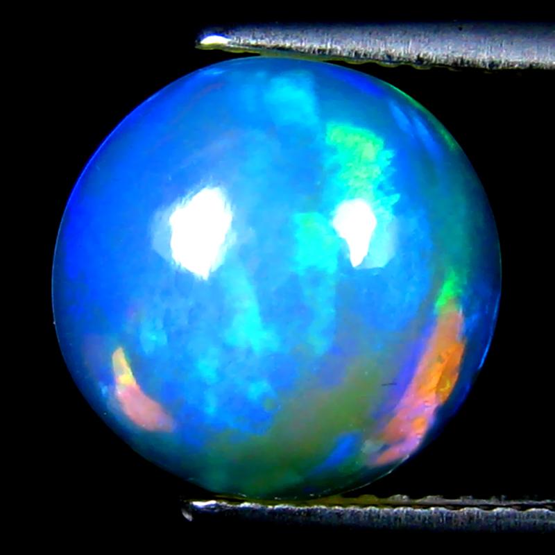 3.56 ct Superb Round Cabochon Cut (11 x 11 mm) Ethiopia Play of Colors Rainbow Opal Natural Gemstone
