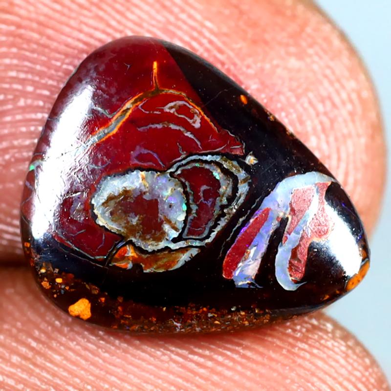 4.09 ct Marvelous Fancy Shape (13 x 11 mm) Multi Color Australian Koroit Boulder Opal Natural Loose Gemstone